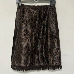 NWT Angela Mele Milano Vegan Animal Fur Pencil Skirt w/ Fringe